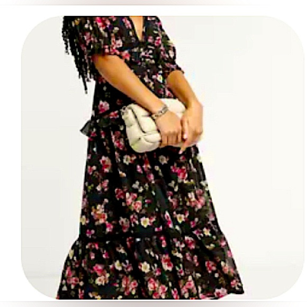 ASOS button down lace tiered midi floral dress. Size 4. NWT